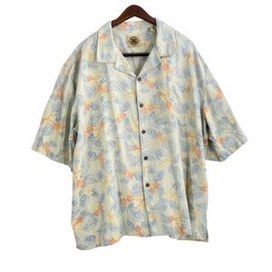 Pusser’s West Indies Tropical Floral Hawaiian Print Silk Blend Shirt Men’s XL